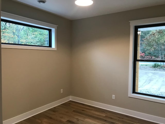 empty room featuring dark hardwood / wood-style flooring