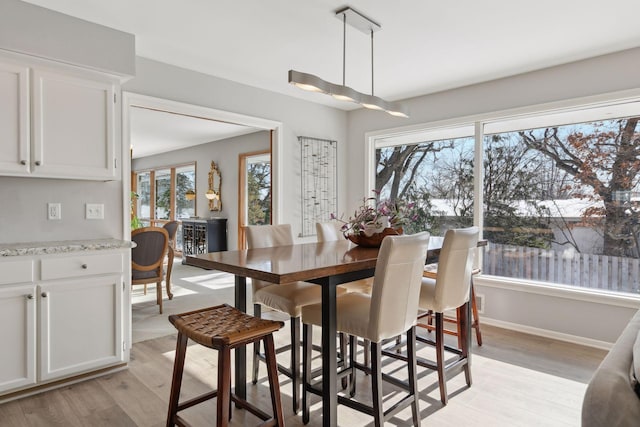 dining area with light hardwood / wood-style floors