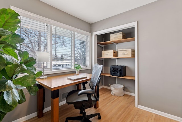 office featuring light wood-type flooring