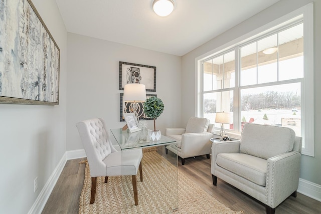 living area featuring dark hardwood / wood-style flooring