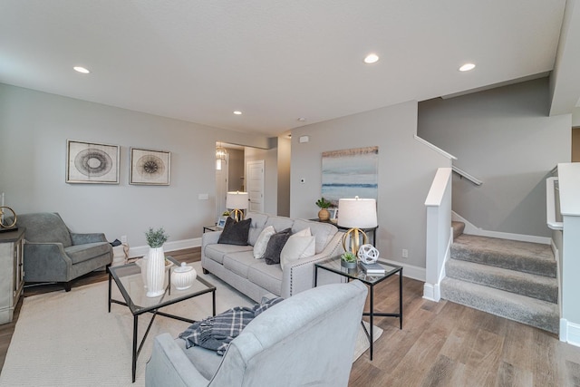 living room featuring light wood-type flooring