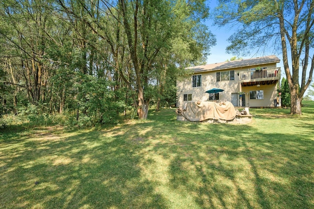 view of yard with a deck