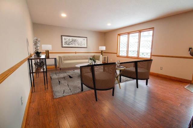 office space with hardwood / wood-style flooring