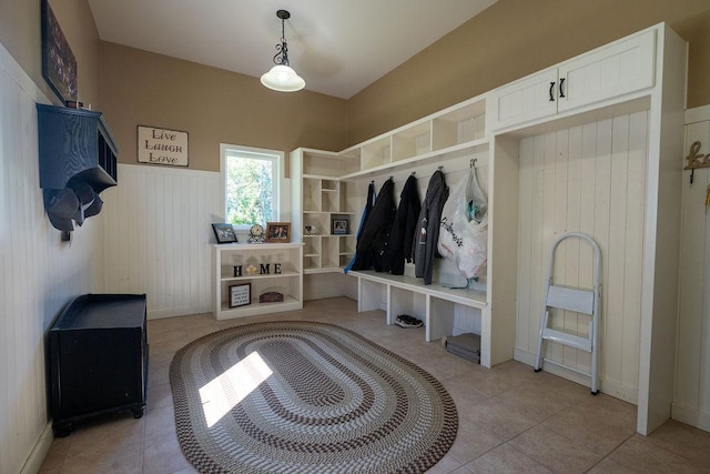 mudroom featuring light tile patterned flooring