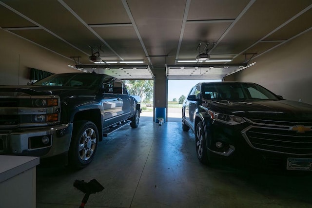 garage with a garage door opener