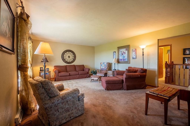 living room featuring carpet