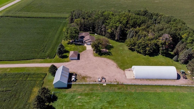 birds eye view of property featuring a rural view