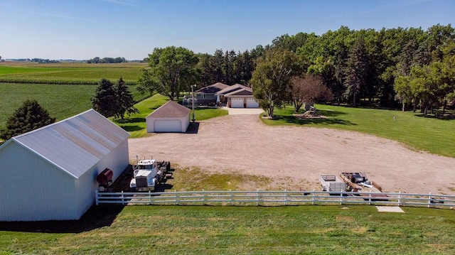 aerial view with a rural view