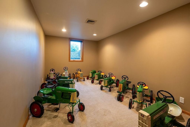 game room with carpet floors