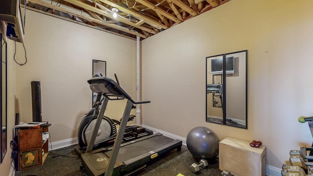 exercise area with baseboards