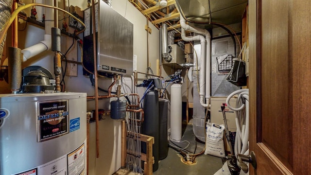 utility room featuring gas water heater