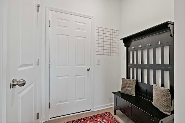 mudroom featuring light wood-type flooring