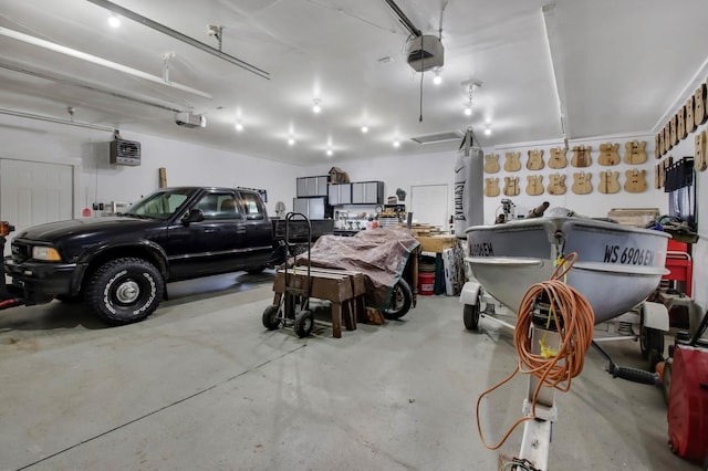 garage with a garage door opener