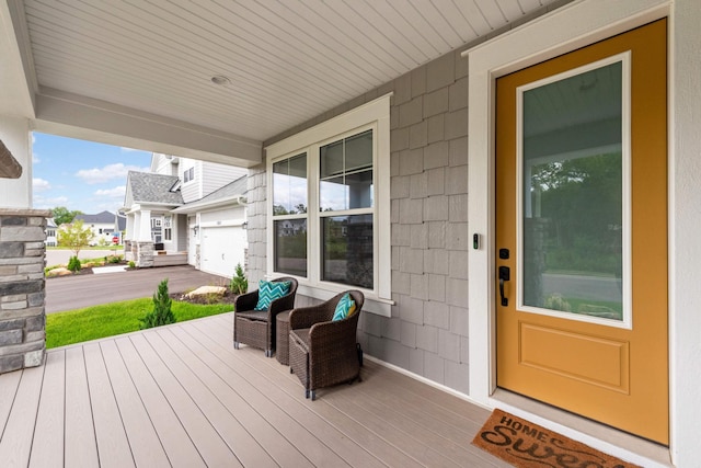 deck with covered porch