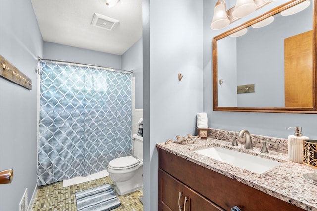 8224 Morris Rd, Bloomington, MN 55437 - full bathroom with vanity, a shower with curtain, and tile patterned flooring