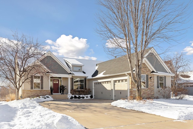 craftsman inspired home featuring a garage