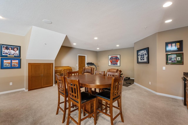 17365 Hanson Ct, Eden Prairie, MN 55347 - dining room with light carpet, baseboards, recessed lighting, and a textured ceiling