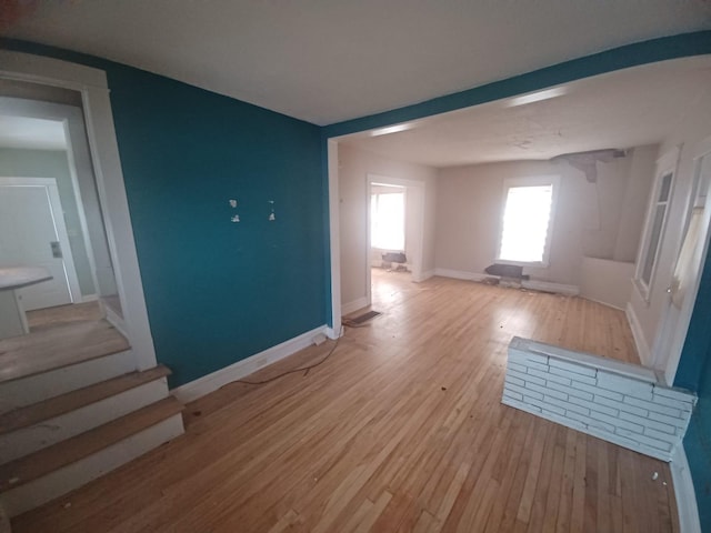 unfurnished room featuring light hardwood / wood-style floors