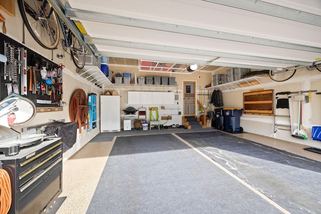 garage featuring freestanding refrigerator