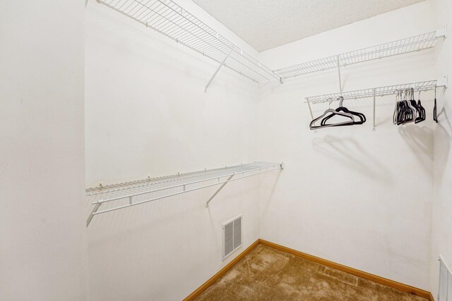 walk in closet with carpet floors and visible vents