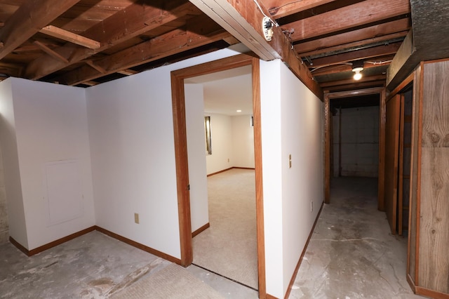 unfinished basement with baseboards