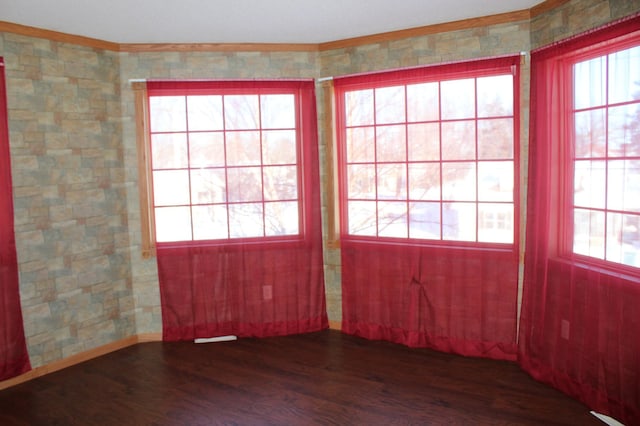 spare room with dark wood-type flooring