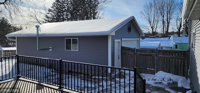 view of snow covered exterior