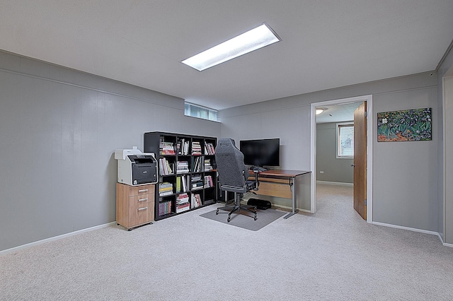 view of carpeted home office