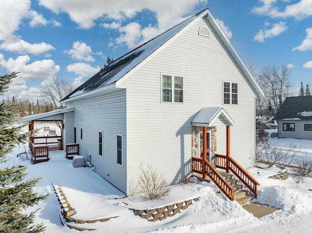 view of snowy exterior