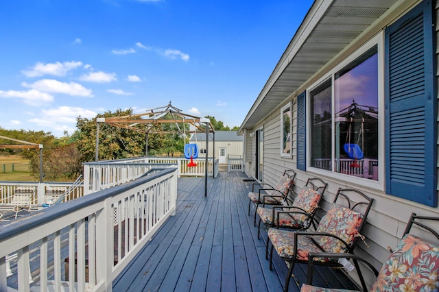 deck with a gazebo