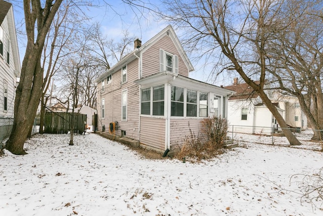 view of snow covered exterior