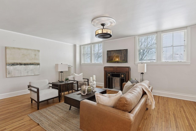 living room with light hardwood / wood-style flooring