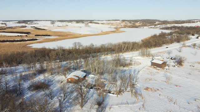 snowy aerial view with a rural view