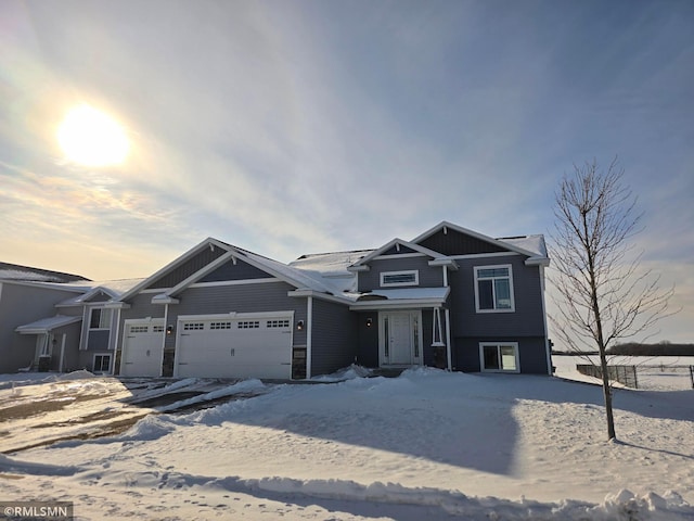 view of front of house with a garage