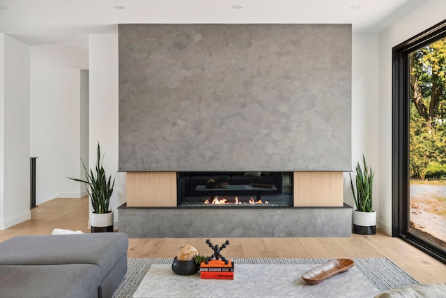 living room with light hardwood / wood-style floors