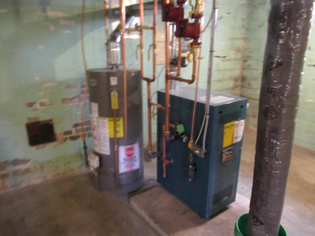 utility room featuring water heater