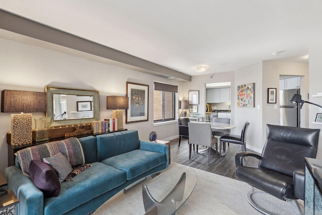 living room with hardwood / wood-style floors