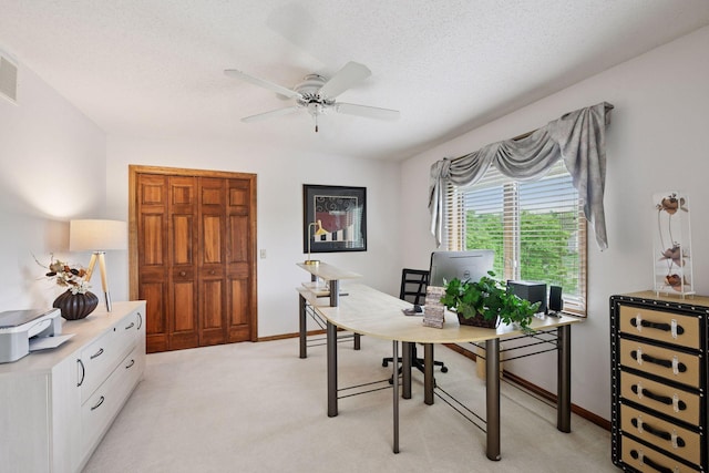 11824 Welters Way, Eden Prairie, MN 55347 - office space with ceiling fan, light carpet, a textured ceiling, and baseboards