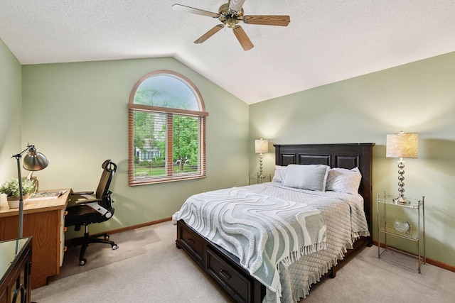 11824 Welters Way, Eden Prairie, MN 55347 - bedroom with light carpet, vaulted ceiling, baseboards, an office area, and ceiling fan