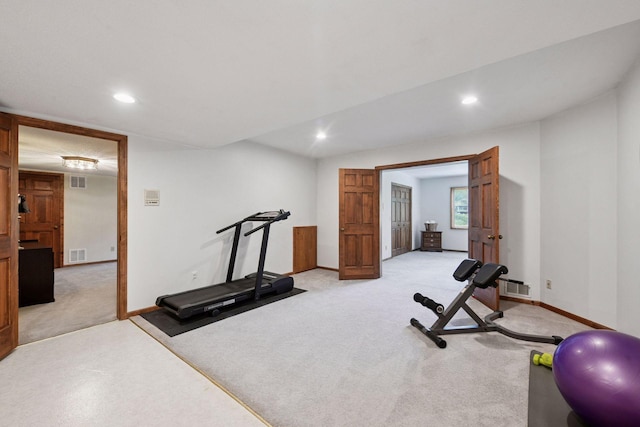 11824 Welters Way, Eden Prairie, MN 55347 - workout area featuring light colored carpet, baseboards, and recessed lighting