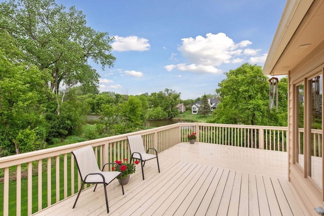 11824 Welters Way, Eden Prairie, MN 55347 - wooden terrace with view of wooded area
