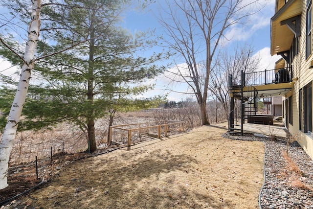 view of yard featuring stairs