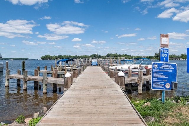 view of dock featuring a water view