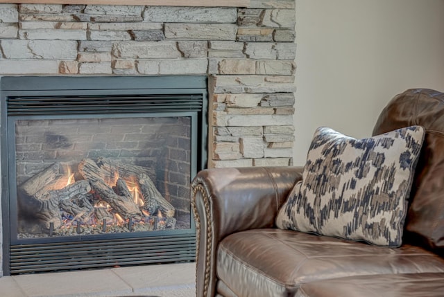 880 Norell Ave N, West Lakeland Twp, MN 55082 - detailed view of a warm lit fireplace