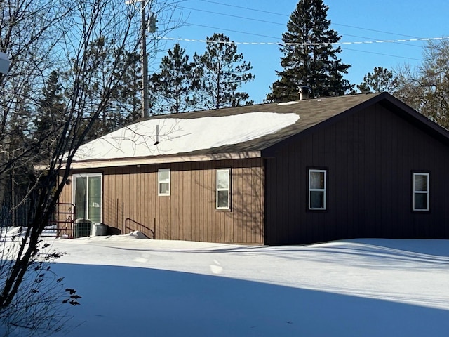 view of snow covered property