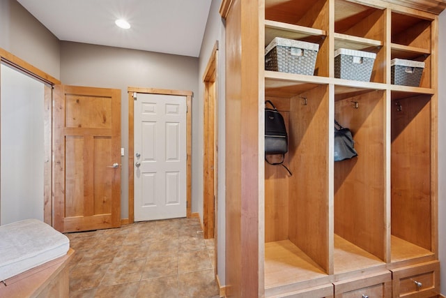mudroom featuring recessed lighting