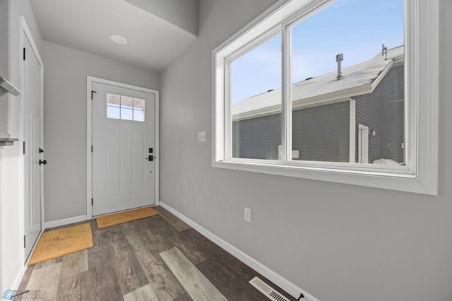 entrance foyer featuring dark wood-type flooring