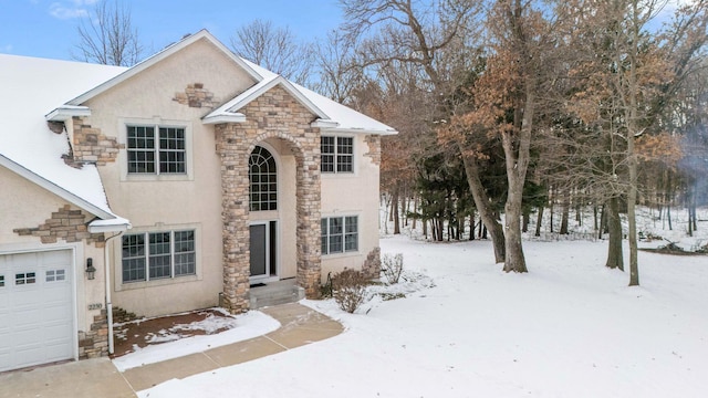 view of front of house with a garage