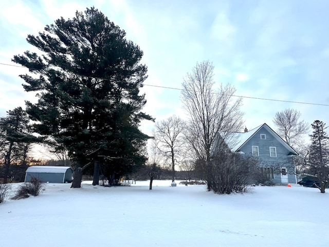 view of yard covered in snow