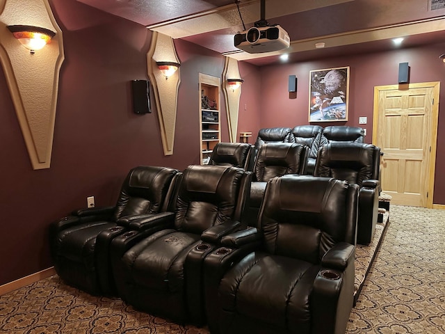 home theater featuring baseboards